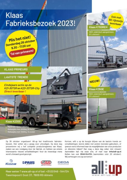 Donderdag 26 oktober Fabrieksbezoek Klaas!